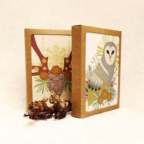 Little Gold Fox Designs Set of 10 Cards Great Horned Owl