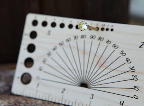 Sunrise Grove Gauge Swatch Ruler, Needle, Twist, Yarn Gauge Mushroom