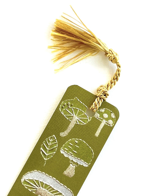 Rikrack Bookmark Mushrooms Embroidery Tassel