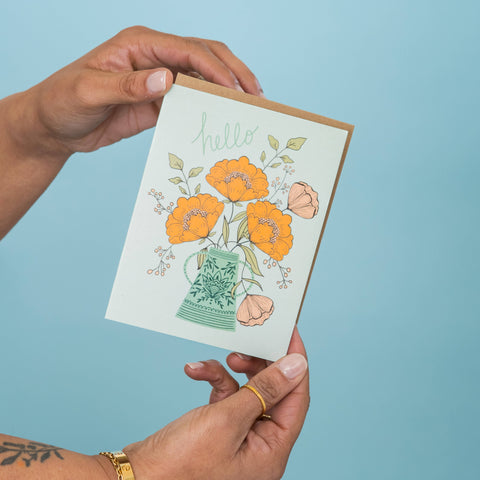 Amicreative Greeting Card Hello Flowers