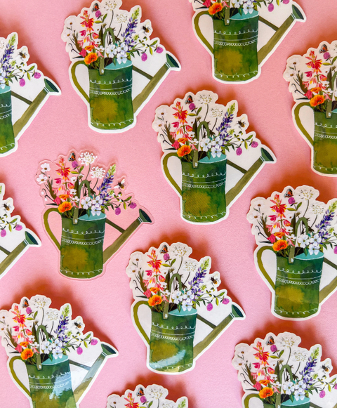 Katie Daisy Sticker Watering Can