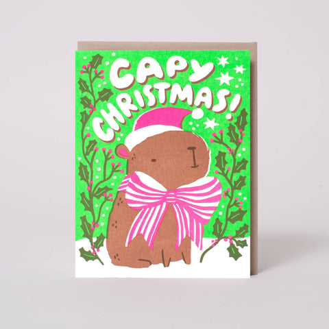 Egg Press Christmas Card Cute Capybara