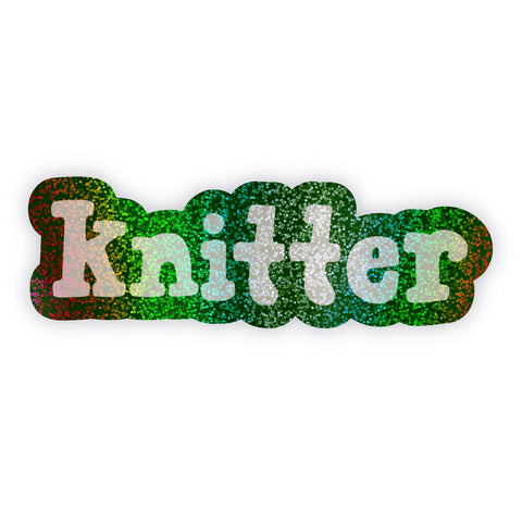 Knit & Gather Sticker Glitter Knitter Green