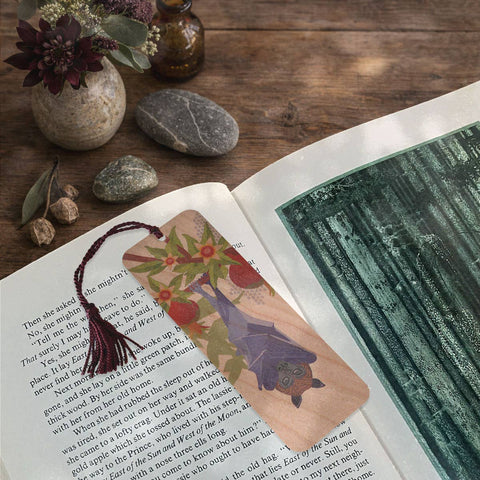 Little Gold Fox Bookmark Fruit Bat and Pomegranate