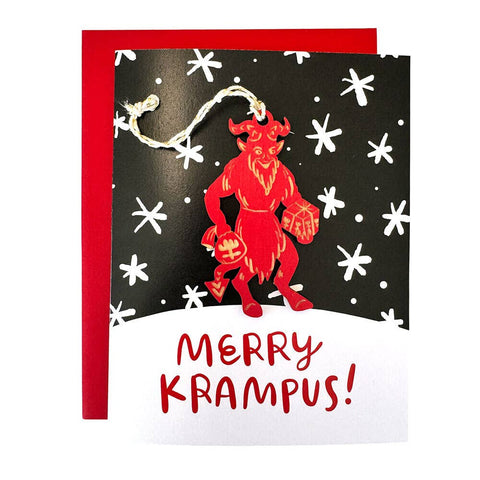 SnowMade Krampus Ornament w/Card Merry Krampus