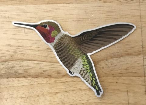 Little Gold Fox Hummingbird Matte Mirror Sticker
