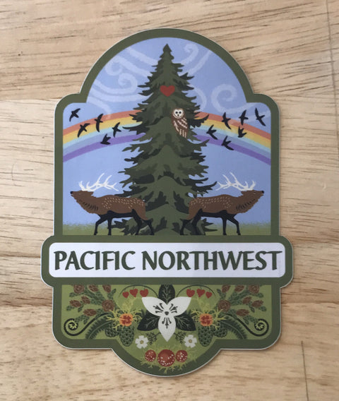 Little Gold Fox PNW Matte Mirror Sticker
