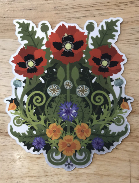 Little Gold Fox Design Poppy Spider Sticker