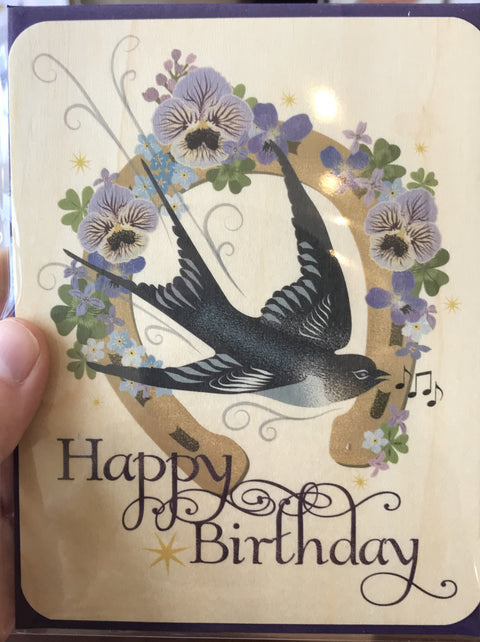 Little Gold Fox Designs Wood Greeting Card Birthday Swift