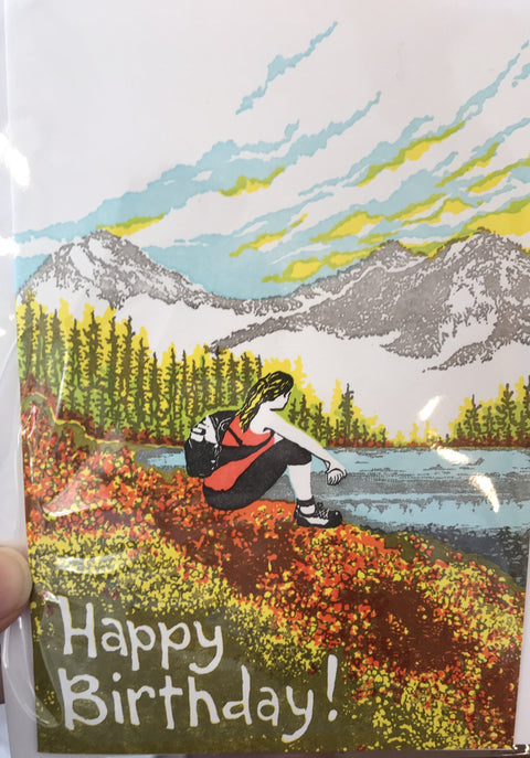 Old School Stationers Card Happy Birthday Hiker