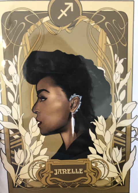 Greeting Card Black Zodiac Janelle Monae