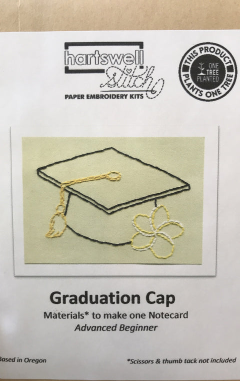 Graduation Cap  Notecard Paper Embroidery Stitch Kit