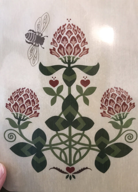 Little Gold Fox Designs Card Red Clover Wood