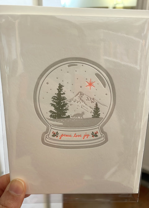 Lark Press Card Peace Joy Love Snow Globe