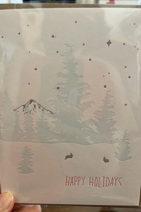 Lark Press Card Holiday Bunnies in the Snow
