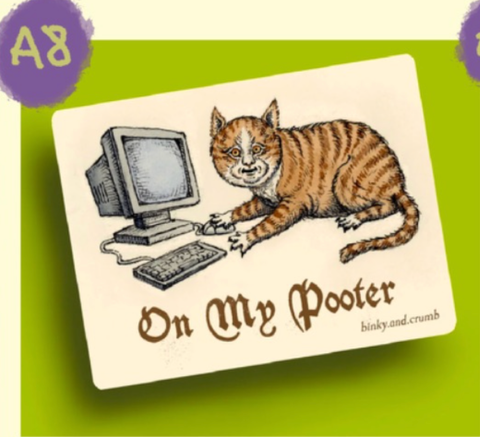 Binky and Crumb Sticker Pooter cat