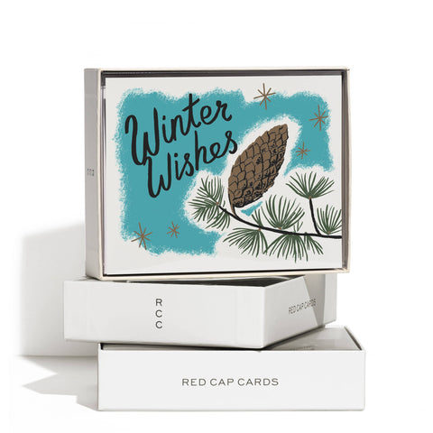 Red Cap Card Pine Cones