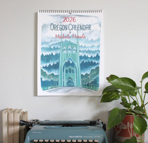 michele maule 2026 Illustrated Oregon Wall Calendar