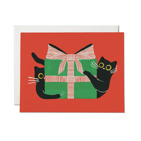 Red Cap Cards Holiday Card Holiday Black Cat