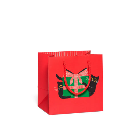 Red Cap Cards Gift Bag Holiday Black Cat