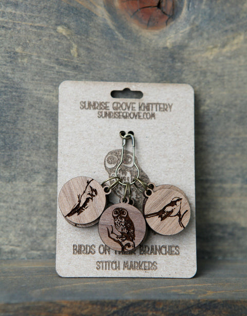 Sunrise Grove Stitch Markers Bird on Branches