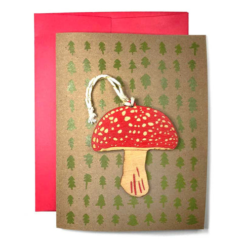 SnowMade  Ornament w/Card Amanita Mushroom