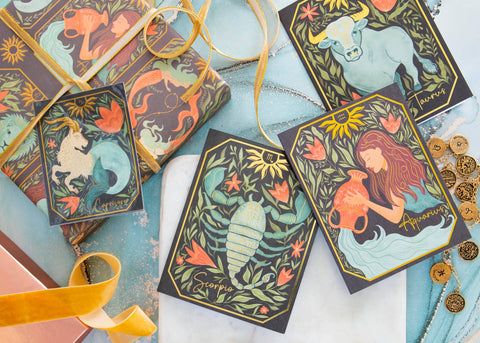 Amicreative Wrapping Paper Rolls Zodiac Astrology