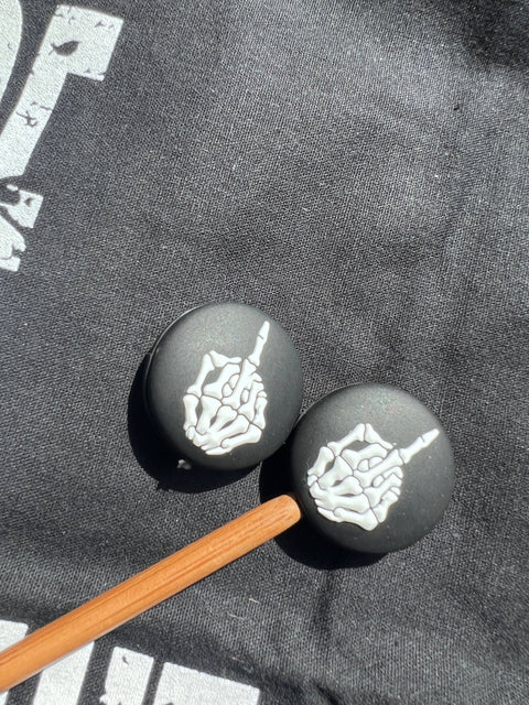 Knitting is Metal Needle Stoppers Skeleton Middle Finger