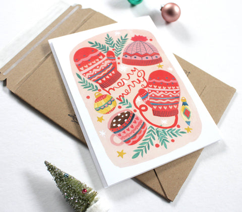 michele maule Holiday Card Merry Merry Mittens