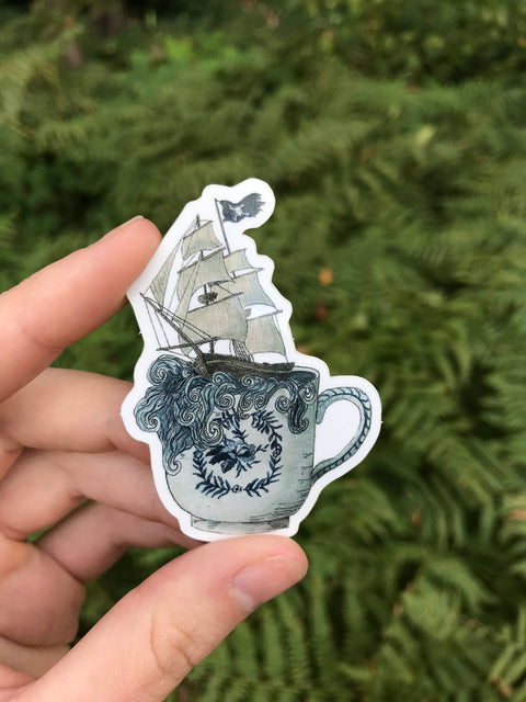 Lizzy Gass Sticker Pirate Ship in a Stormy Teacup