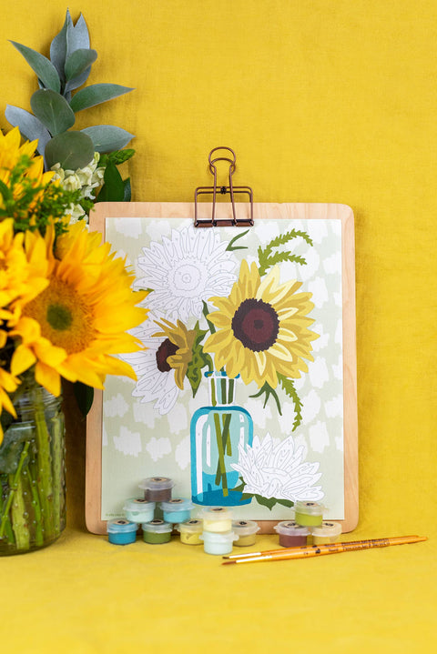 Elle Cree Sunflowers in Vase (Yellow) PBN Kit