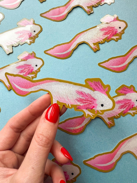 Katie Daisy Sticker Glitter Axolotl