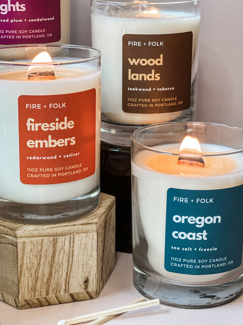 FIRE and FOLK  Forest Bathing Wood Wick Soy Candle