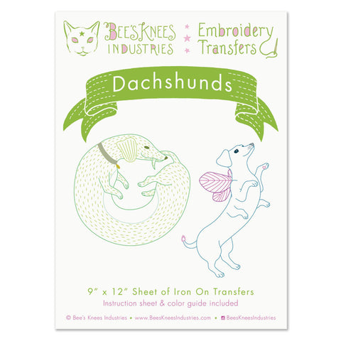 Bee's Knees Dachshunds Embroidery Transfer