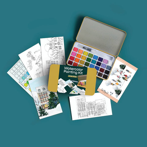 Cate Paper Co. Winter Village watercolor painting kit
