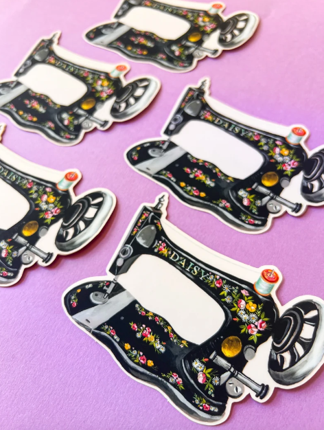 Katie Daisy Sticker Vintage Sewing Machine