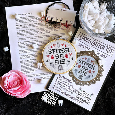 The Gloomy Gremlin Cross Stitch Kit Stitch or Die