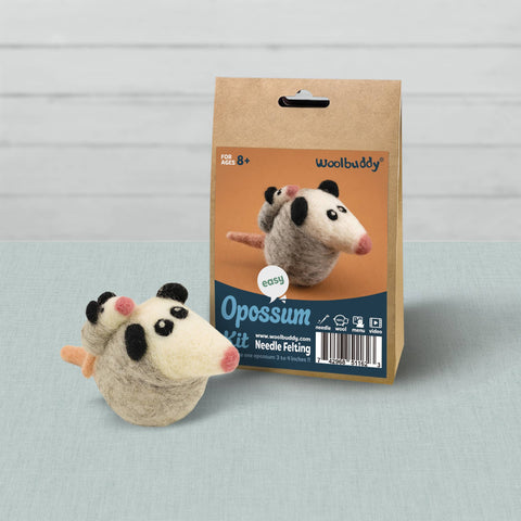 Woolbuddy - Beginner Opossum Needle Felting Kit – DIY Craft Gift
