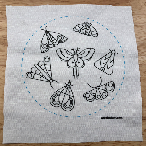 Wren Bird Arts Mending Embroidery Transfer - Moth