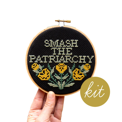 Junebug & Darlin Cross Stitch Kit Smash the Patriarchy