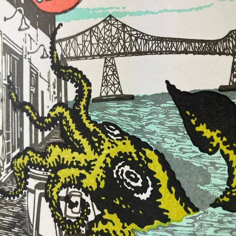 Old School Stationers Card Giant Squid Attack