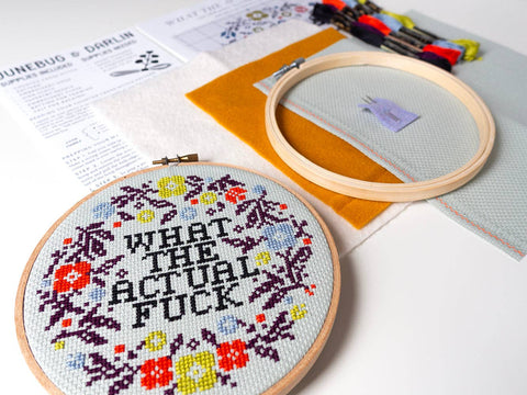 Junebug and Darlin Cross Stitch Kit What the Actual Fuck