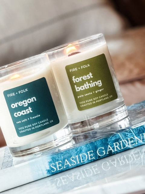 FIRE and FOLK  Forest Bathing Wood Wick Soy Candle