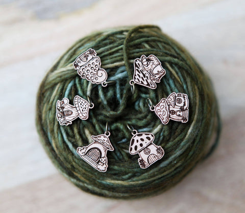 Sunrise Grove Stitch Markers Mushroom Houses