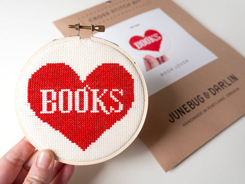 Junebug and Darlin Cross Stitch Kit Book Lover