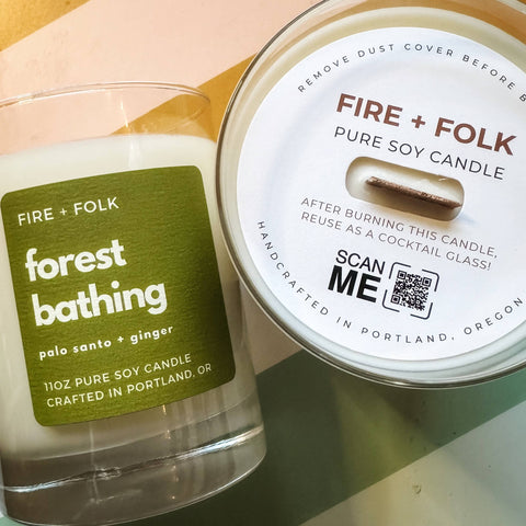 FIRE and FOLK  Forest Bathing Wood Wick Soy Candle