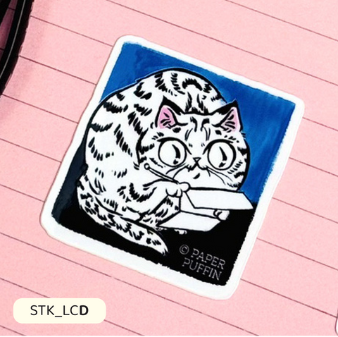 Paper Puffin Sticker Letter Loving Cat