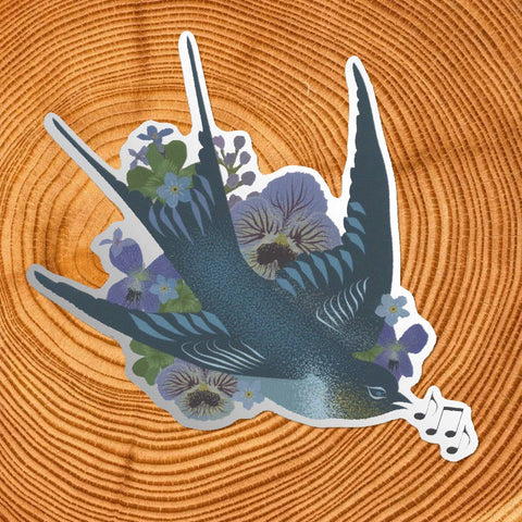 Little Gold Fox Sticker Spring Swallow Matte Mirror