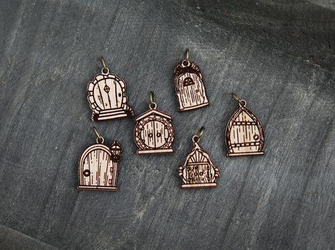 Sunrise Grove Stitch Markers Cherry Wood Fairy & Gnome Door