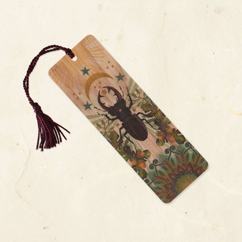Little Gold Fox Wood Bookmark Beetle Moon